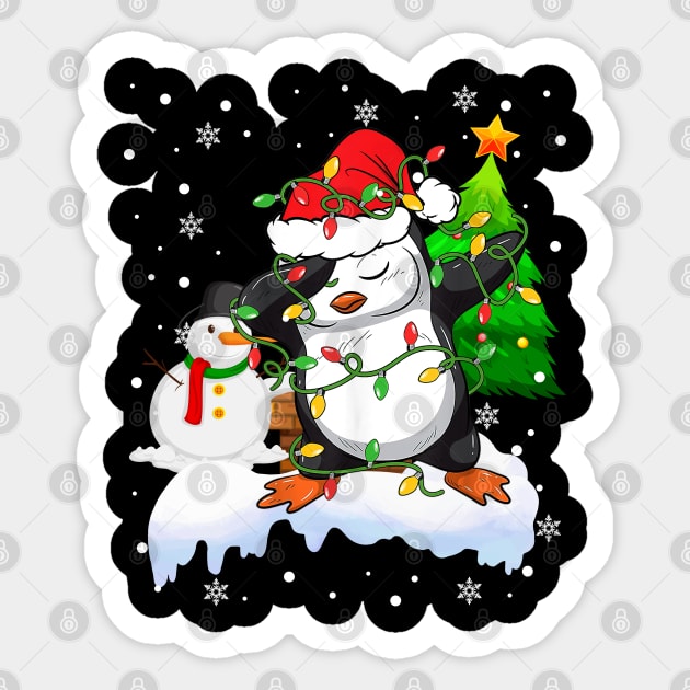 Santa Christmas Dabbing Through The Snow Dabbing Penguin Snowman Sticker by springins